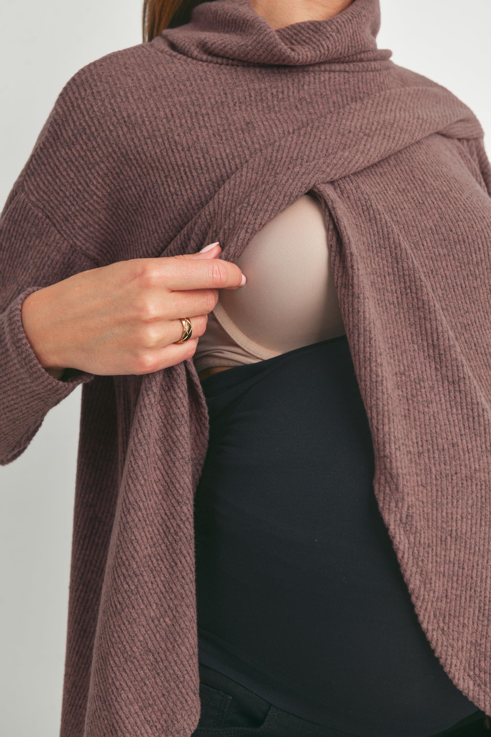 Suéter de lactancia para mujer con cuello alto y cuello alto