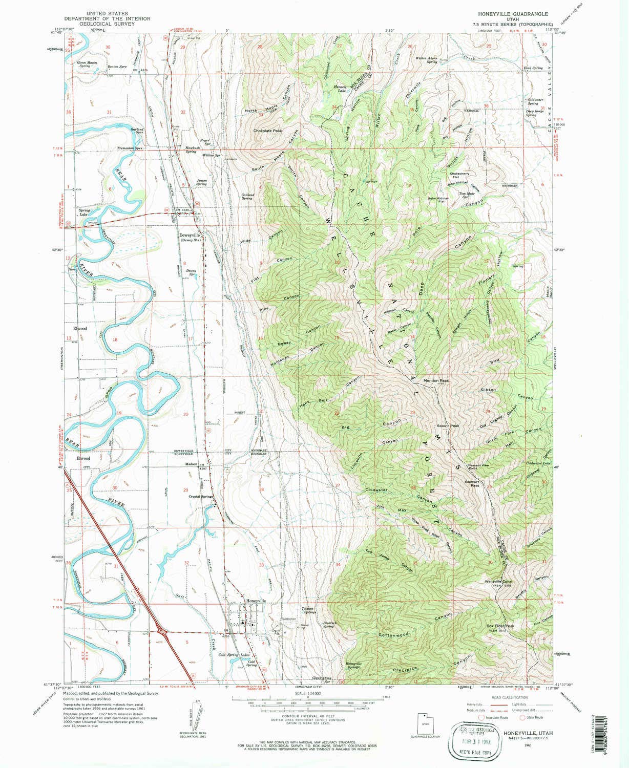 YellowMaps Honeyville UT topo map, 1:24000 Scale, 7.5 X 7.5 Minute, Historical, 1961, Updated 1963, 26.9 x 22 in - Paper