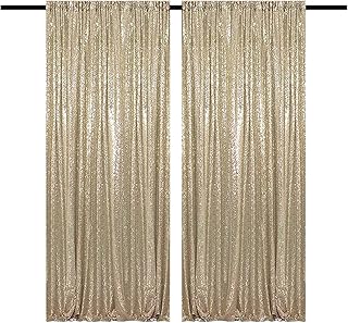 TCBESTO Champagne Backdrop Curtain 4FTx8FT 2 Panels Champagne Gold Sequin Backdrop Curtain Glitter Backdrop Photo Background for Wedding Baby Shower Birthday