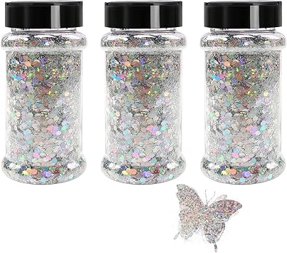 Silver Holographic Chunky Glitter, 6oz Craft Glitter Shaker