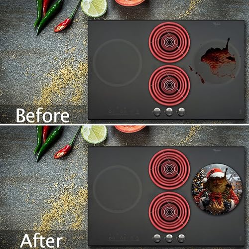 Miniatura 62 de Tucocoo Fundas para quemadores de estufa, juego de 4 fundas para estufas de gas de vino tinto retro, cubiertas superiores de estufa de 8 pulgadas
