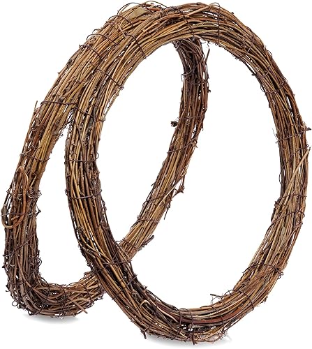 Marrywindix - Juego de 2 coronas de vid, corona de ramas de vid natural, guirnalda de ratán para Navidad, vacaciones, manualidades, decoración de