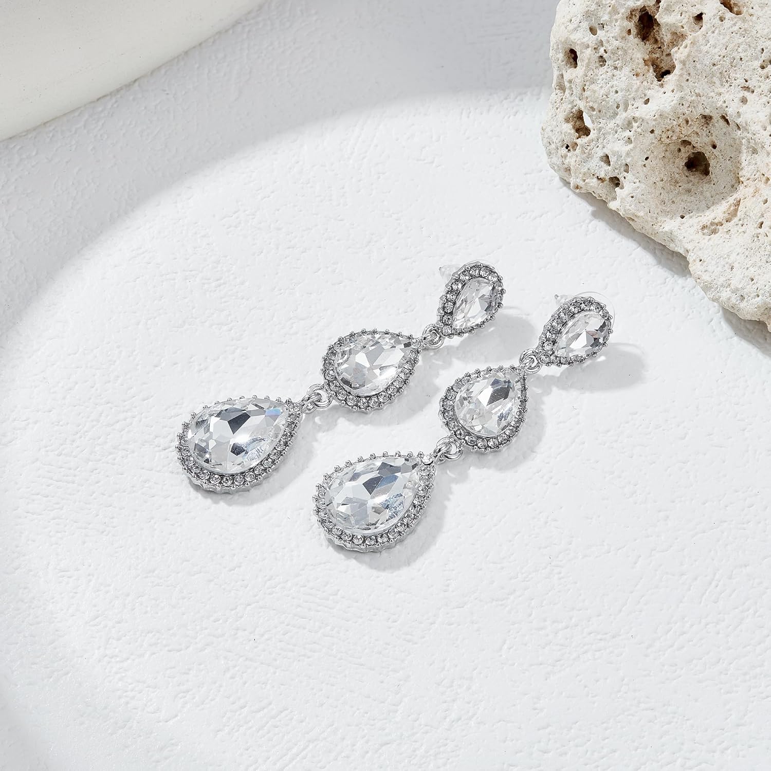 EleQueen Women's Gold-tone Austrian Crystal Teardrop Pear Shape 2.5 Inch Long Earrings - Image 5