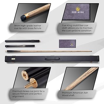 Cue-King Pool Cue Pro Series Black Edition, Snooker Cue, Handmade 57