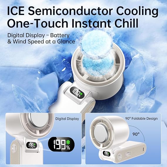 Pro Handheld Portable fan with Turbo Cooling 199-Speed 5500mAh