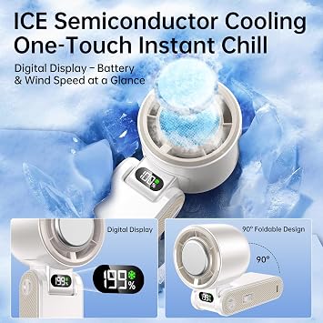 Pro Handheld Portable fan with Turbo Cooling 199-Speed 5500mAh
