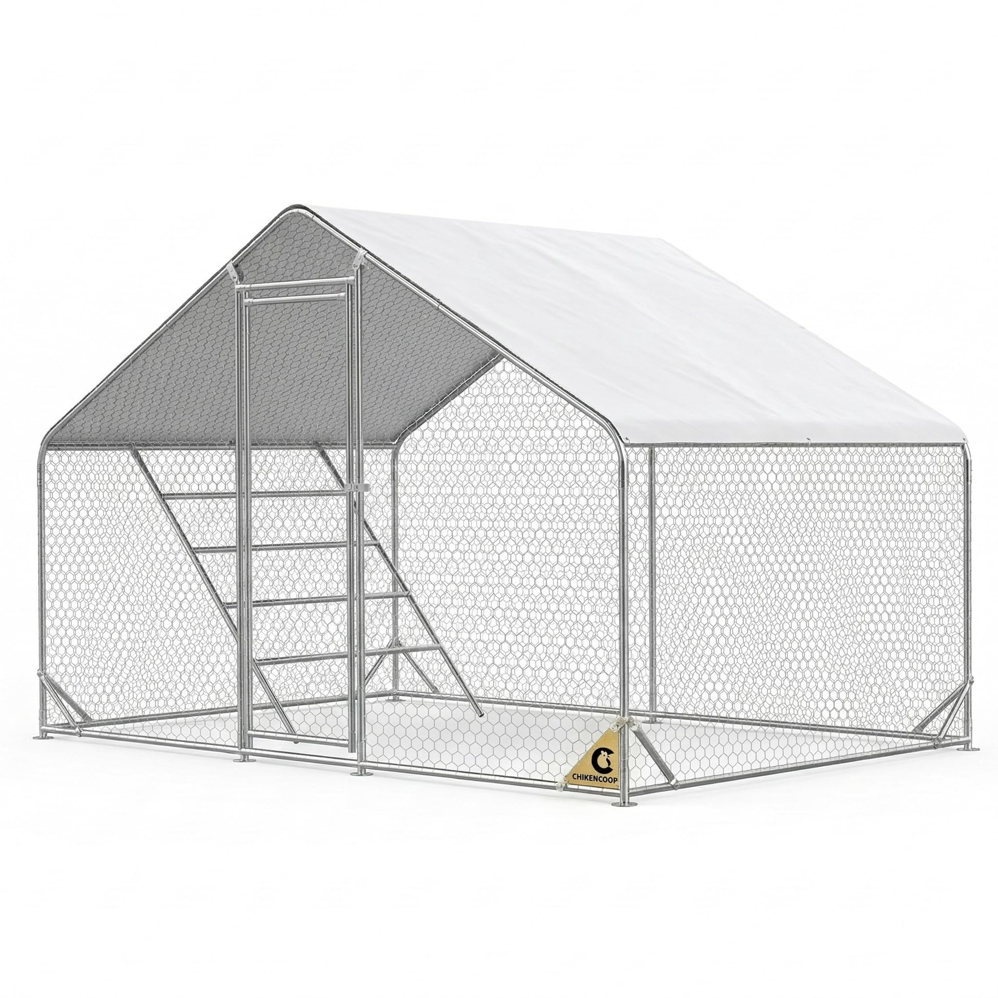 Belinova Large Metal Chicken Run Coop Walk-in Poultry Cage with Roosting Bar, Reinforced Chicken House/Pen - Waterproof UV Cover, PVC Coated Wire Mesh