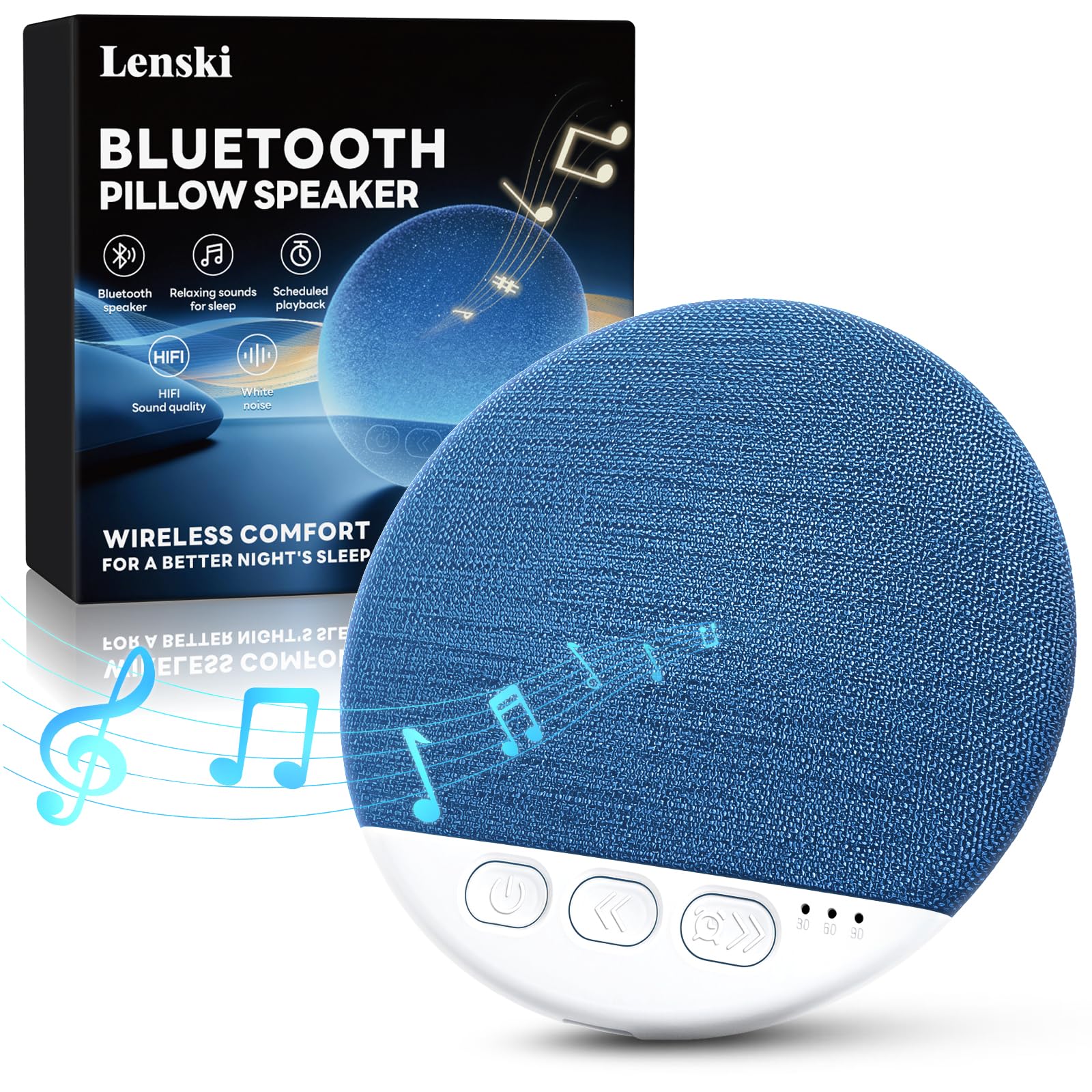 Lenski Kissenlautsprecher Bluetooth, Kleine Geschenke für Männer &amp; Frauen, Kopfkissen Lautsprecher Geburtstagsgeschenk für Frauen, 3 Weißem Rauschen für Tiefschläfer Seitenschläfer – Amazon Angebot