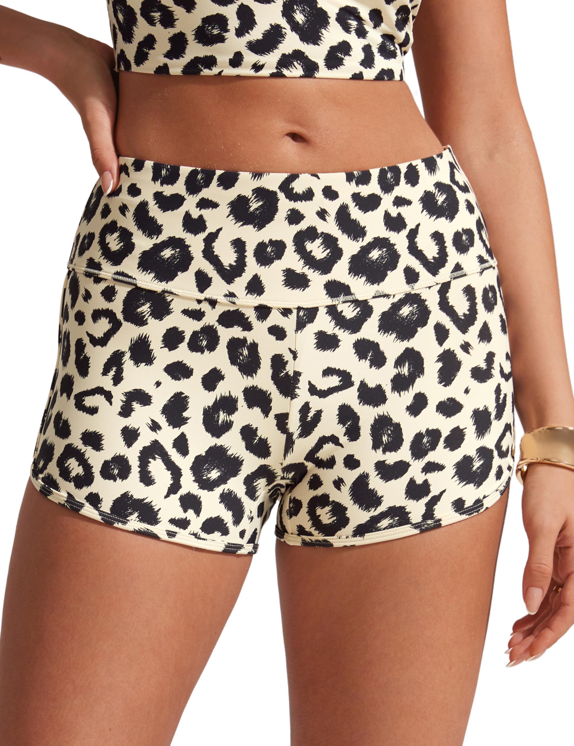 CRZ YOGA High Waisted Dolphin Board Shorts for Women 2.5'' - Quick Dry Swim Beach Bathing Suit Bottoms with Liner