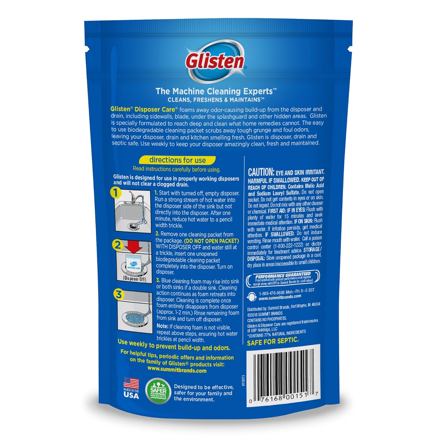 Glisten Dishwasher Detergent Booster and Freshener 2-Pack and Disposer Care Foaming Cleaner, Lemon Scent
