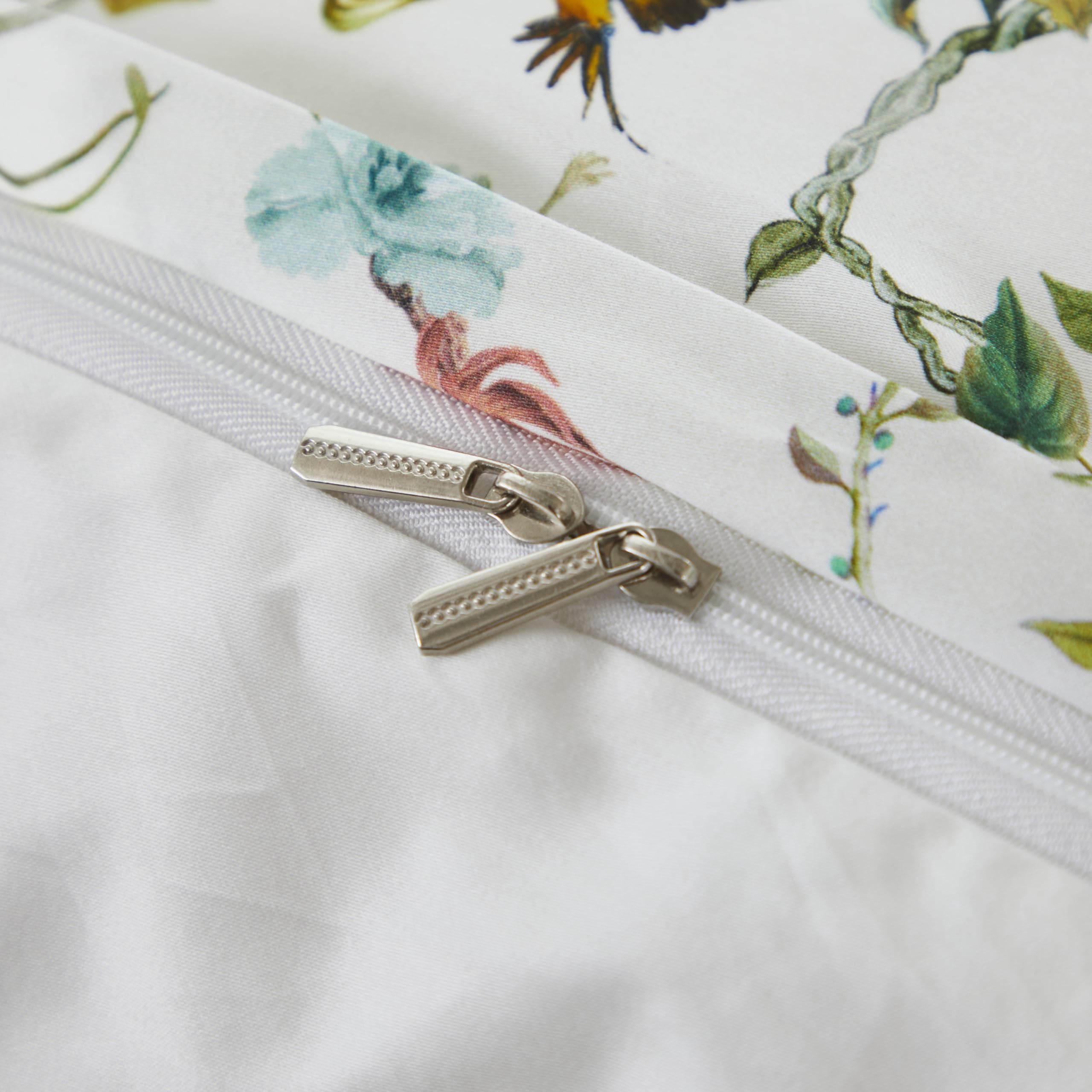 Brandream 3-teiliges Bettbezug-Set, 100% Baumwolle, Mit Blumen- Und Vogelmuster, Versteckter Reißverschluss – Größe XL, Beige