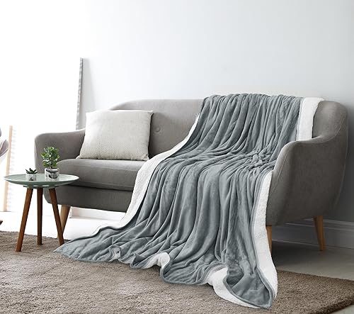 Miniatura 8 de Utopia Bedding Manta Sherpa tamaño Queen Gris frío, 90 x 90 pulgadas  Manta reversible de forro polar de felpa gruesa y cálida de 480 GSM para cama,