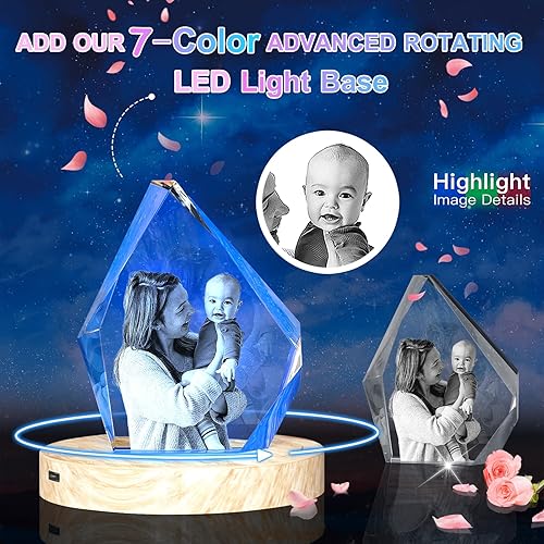 Miniatura 5 de Foto de cristal 3D personalizada, regalos del día de la madre para mamá, regalos de fotos personalizados para ella, él, papá, mujeres, hombres,