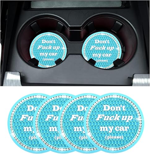 Kewucn Paquete de 4 posavasos con diamantes de imitación de cristal de 2.75 pulgadas, almohadilla de goma suave antideslizante universal para el