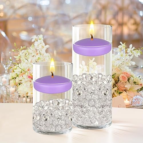 Miniatura 4 de Mega Candles 12 piezas Velas Flotantes de Lavanda Sin Aroma, Vela de Cera Vertida a Mano de 3 Pulgadas de Diámetro, Decoración del Hogar,