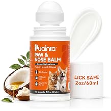 PUAINTA Dog Paw & Nose Balm, Roll-On | Lick-Safe All-Natural Moisturizer for Dry Cracked Paws & Snout | Paw Nose Elbow 3-in-1 | Hot Pavement & Winter Protection for Dogs 2oz