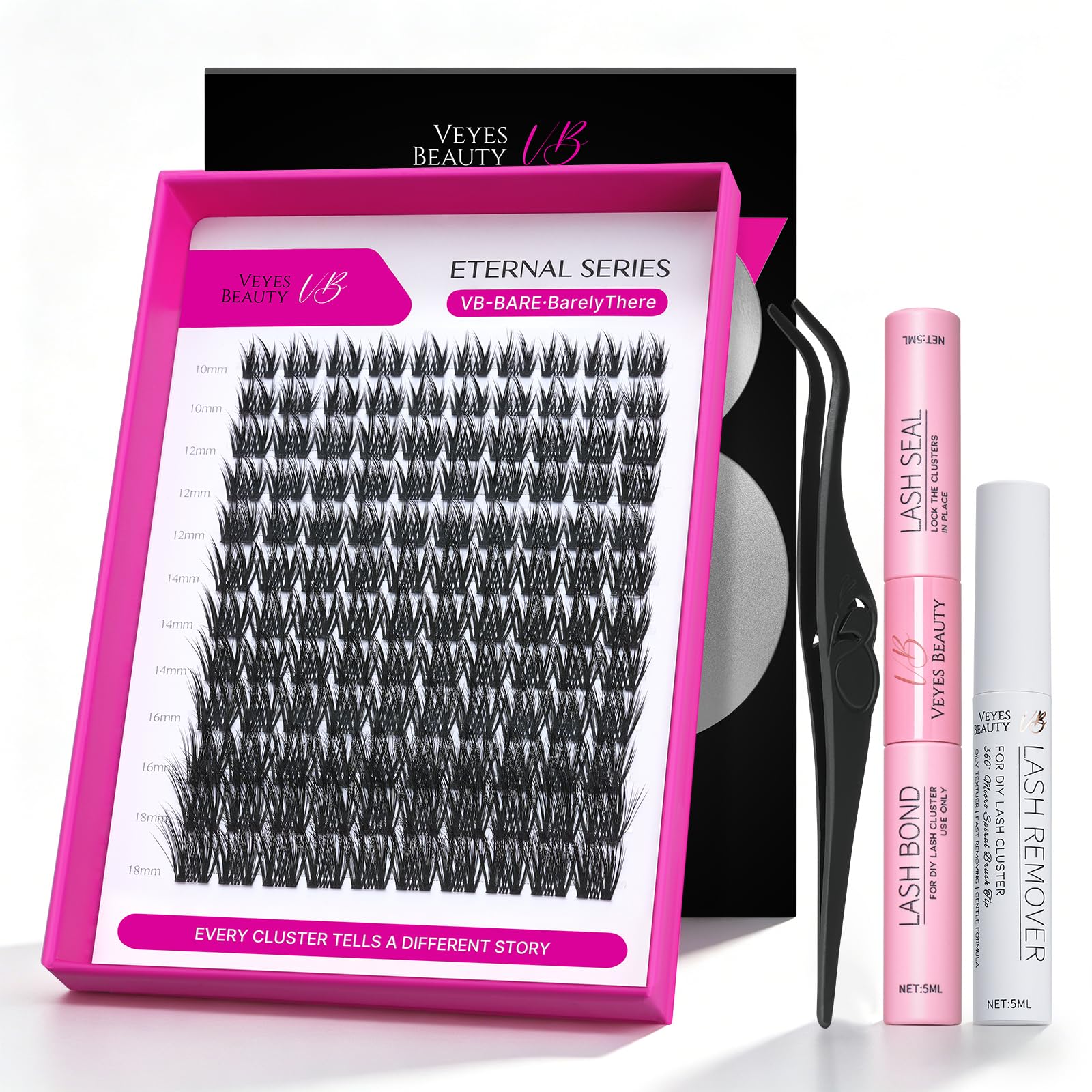 VEYESBEAUTY Wimpern Extensions Set Cluster Lash Extension BARE43 10-18mm