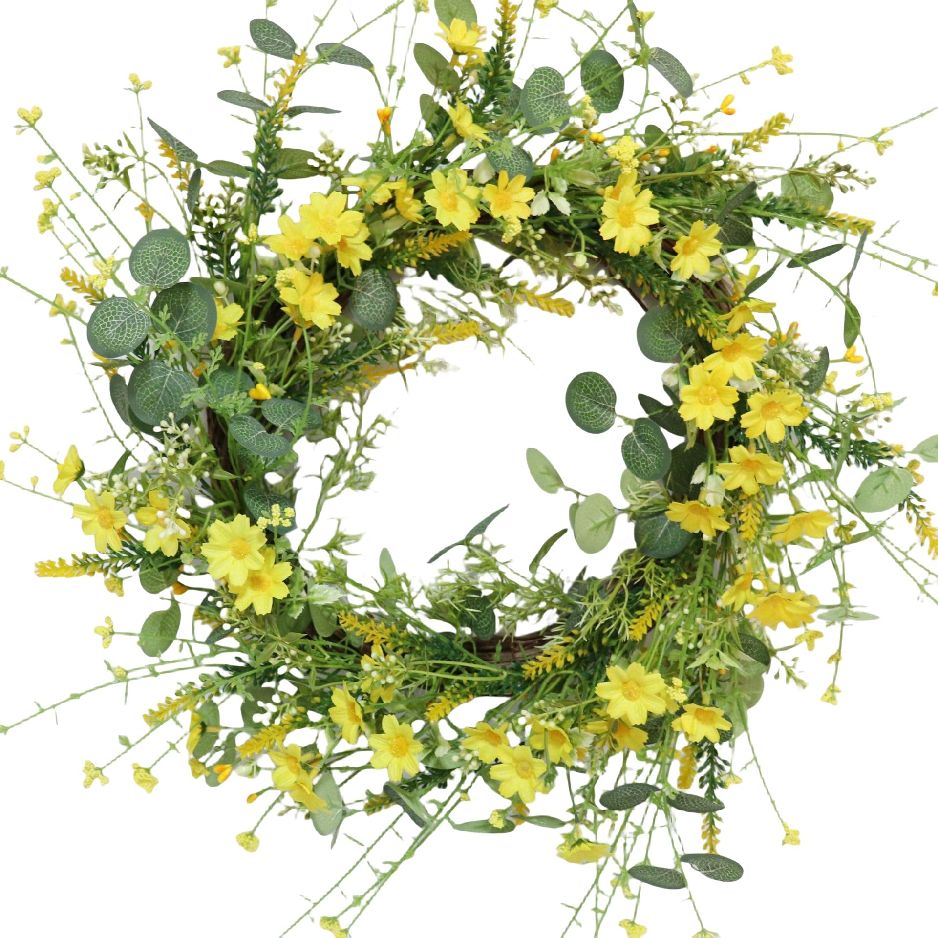 Ccuuhj Turquoise-50Cm 50Cm Spring Summer Artificial Daisy Lavender Wreath,Wildflower Summer Silk Wreaths For Front Door Home Wall Wedding Festival Farmhouse Holiday Decor (Turquoise-50Cm)