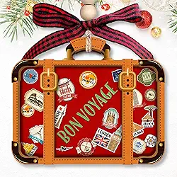 Ornamento de viagem – Ornamentos de viagem para árvore de Natal, enfeites de viagem de mala – Presentes para viajantes do mundo, presentes de boa viagem para viajantes, amantes – Ornamento de