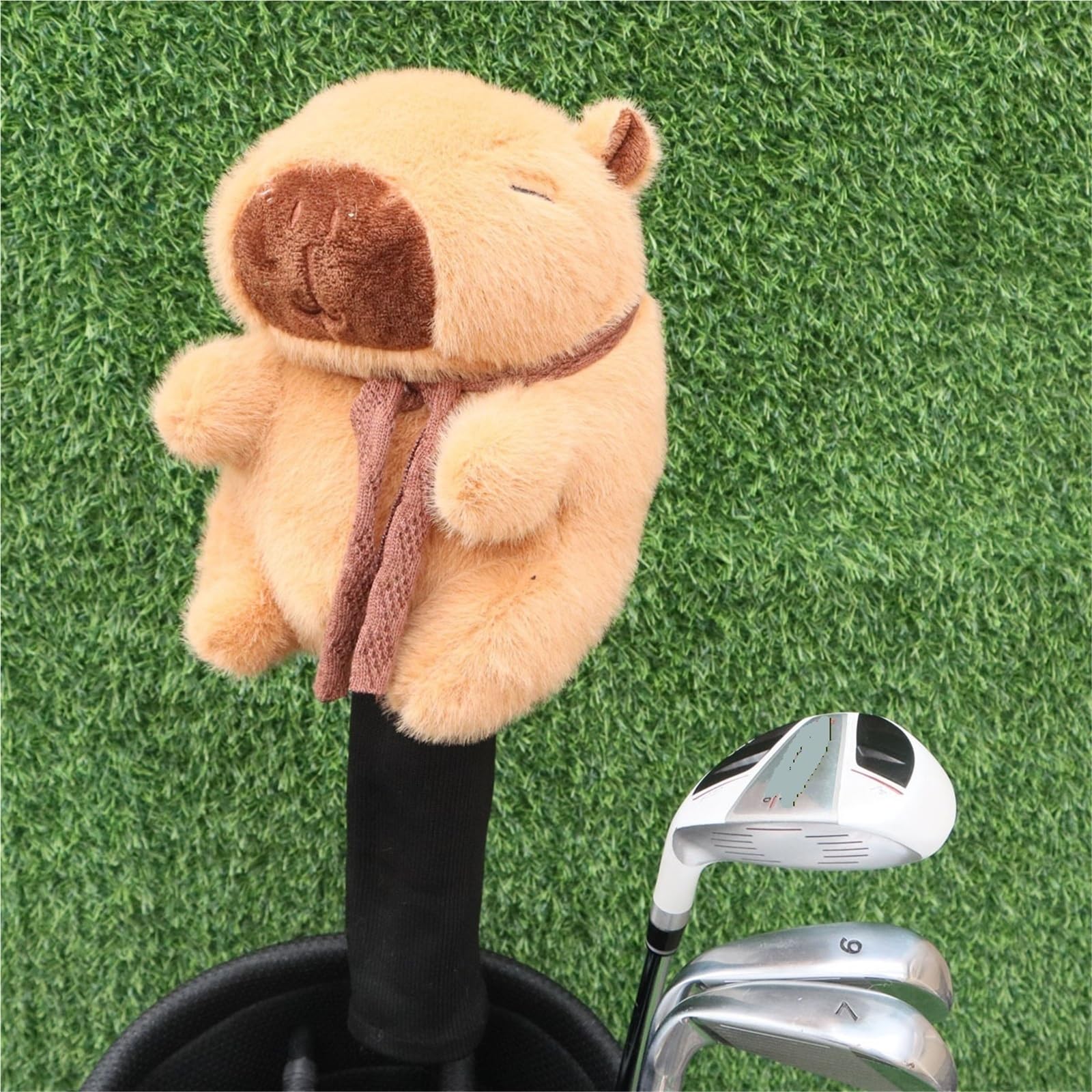 Capybara Golf Schlägerkopfhüllen, Golfschlägerhaube Kuschelweiche Schutzhülle Aus Plüsch Golferinnen