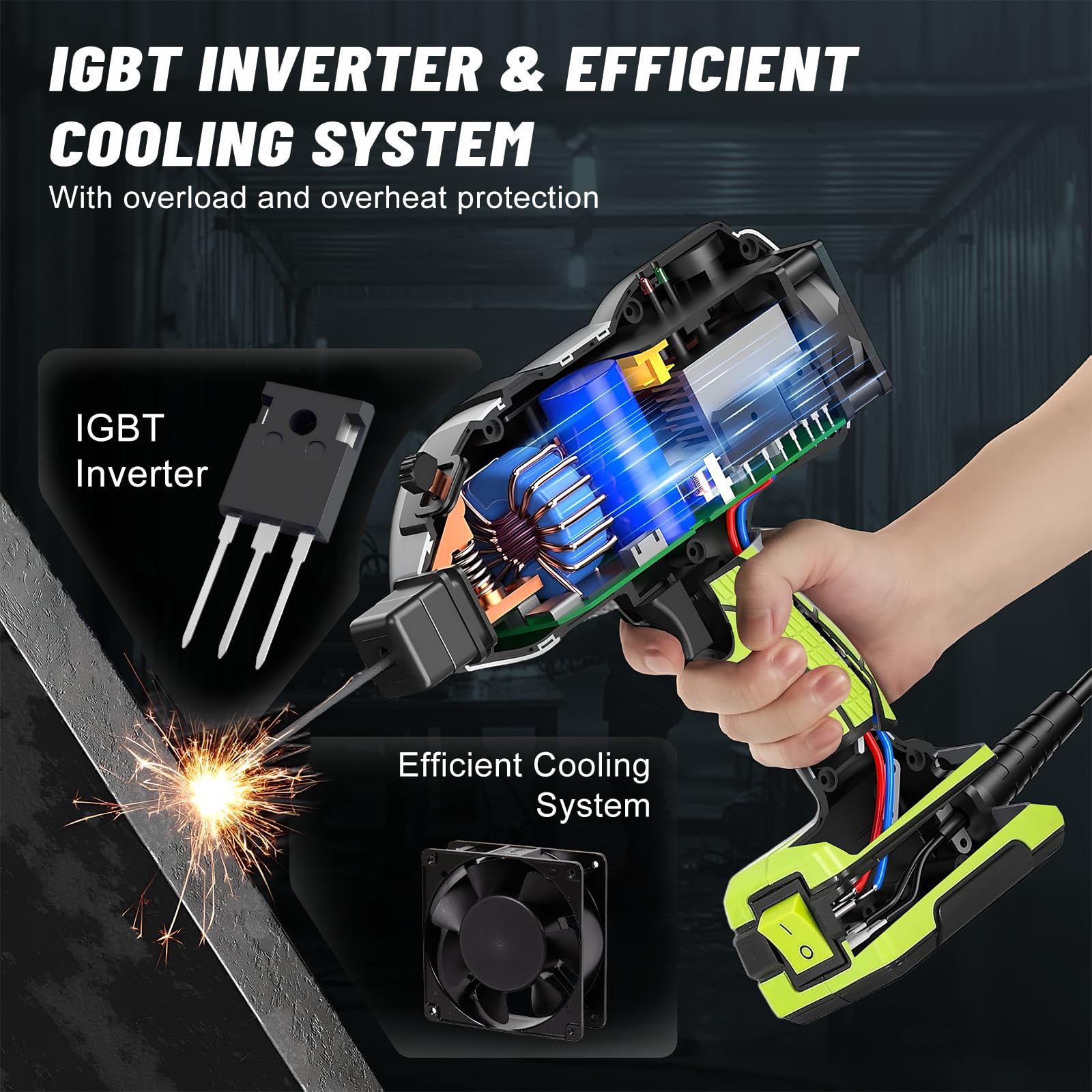 Handschweißgerät, Tragbare 220V Lichtbogenschweißgerät mit 20 Schweißstäben, IGBT-Wechselrichter, 6 Variable Stromanpassung, Elektroschweißgerätesatz für 3/32 "-1/8" (2,5-3,2 mm) Schweißstäbe (Grün)