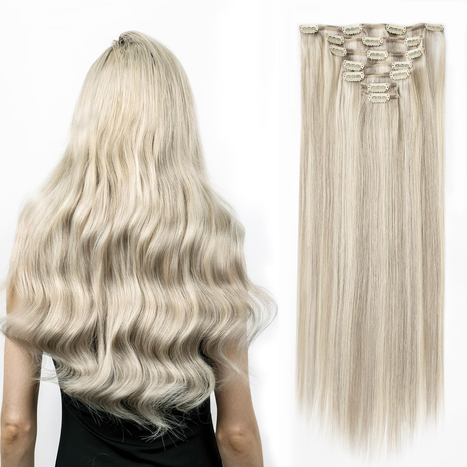SOBEAUTY Hair Extensions Clip in, 100% Real Human Hair Extensions