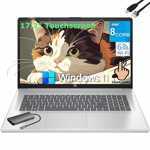 HP 17 inch Touchscreen Laptop Computer for Business & Home Student, Intel Processor 8-Core, 16GB DDR4 RAM, 1.25TB Storage (1TB SSD + 256GB Docking Station), WiFi 6, Numeric Keypad, Windows 11 Home