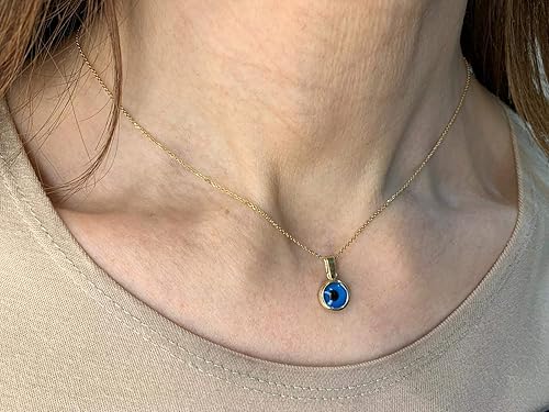 Miniatura 2 de Jewelry, Solid 14k Gold Jewish Jewelry Pendant Blue Crystal Evil Eye Protection Charm Necklace for Women & Men Spiritual Amulet Good Luck Jewelry