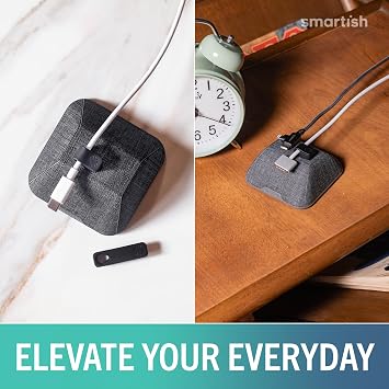 Smartish Magnetic Cord Holder, Cable Wrangler, Nightstand & Desk Organizer