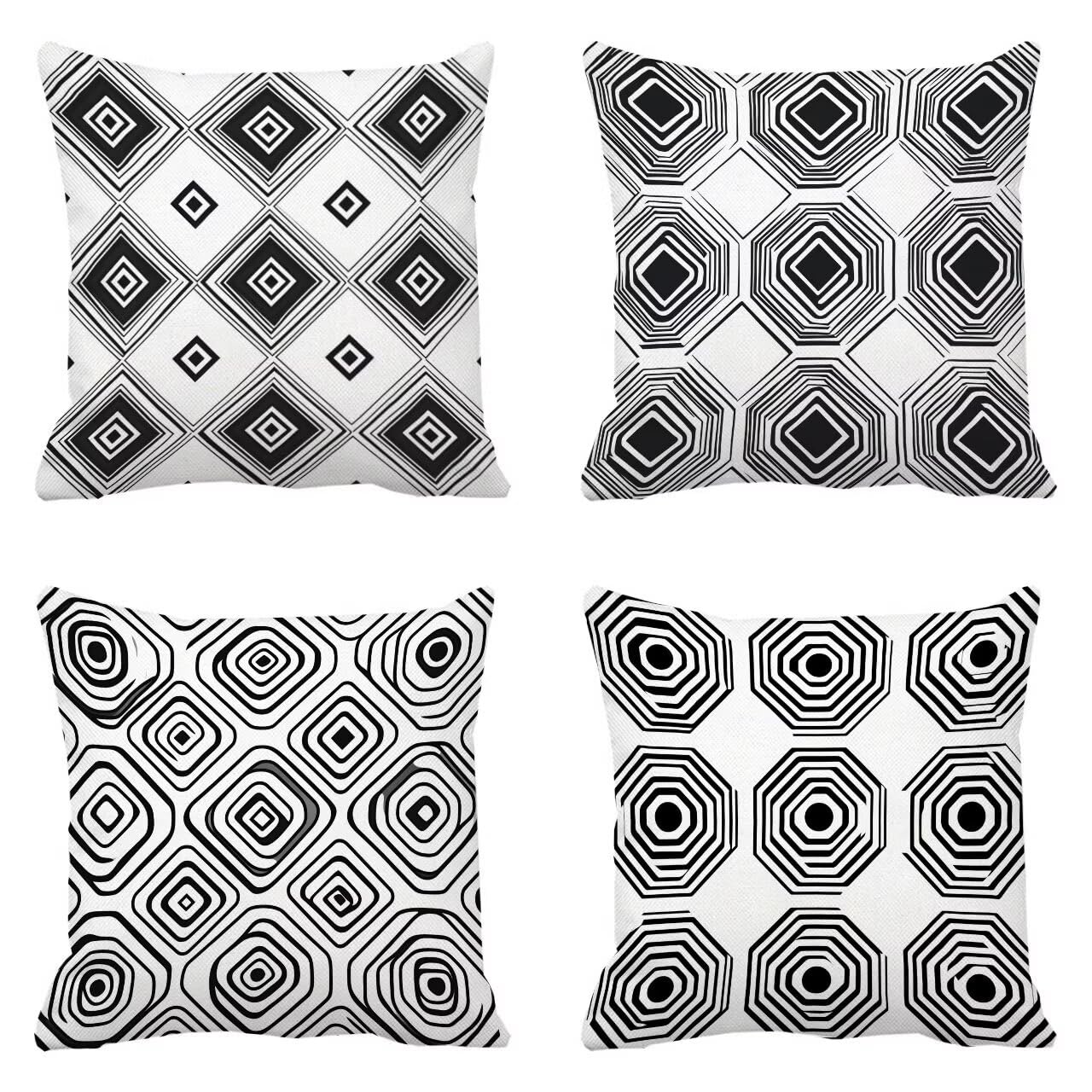 Coussin canapé noir géométrie 55 x 55 cm au tissage doux et respirant pour décoration haut de gamme