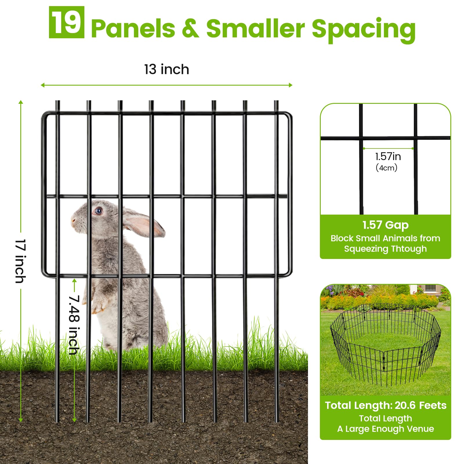 Lot De 25 Clôtures Décoratives Sans Creuser Pour Chiens, Lapins, 8