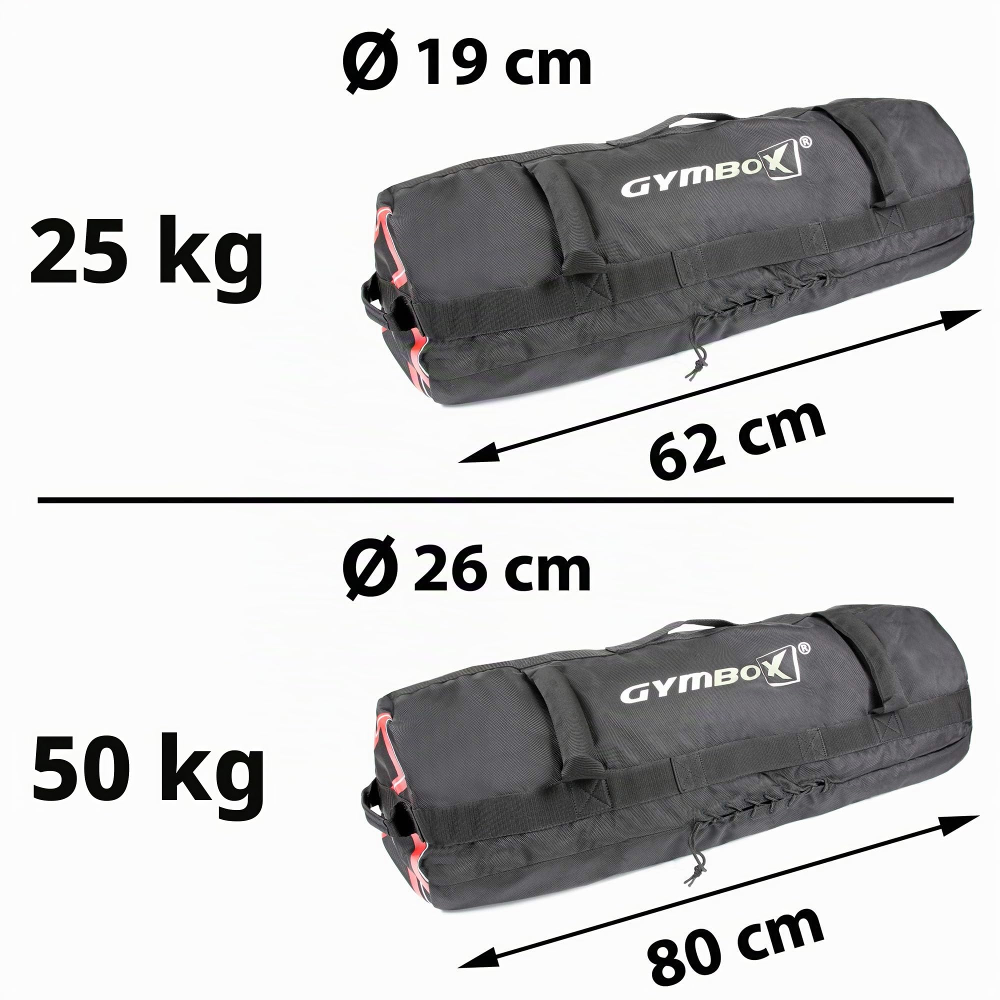 Sandbag Professionale per Allenamento Funzionale Flessibile da 25 kg/50 kg Peso Sabbia Borsa Kit, Black - Black - Non compilato