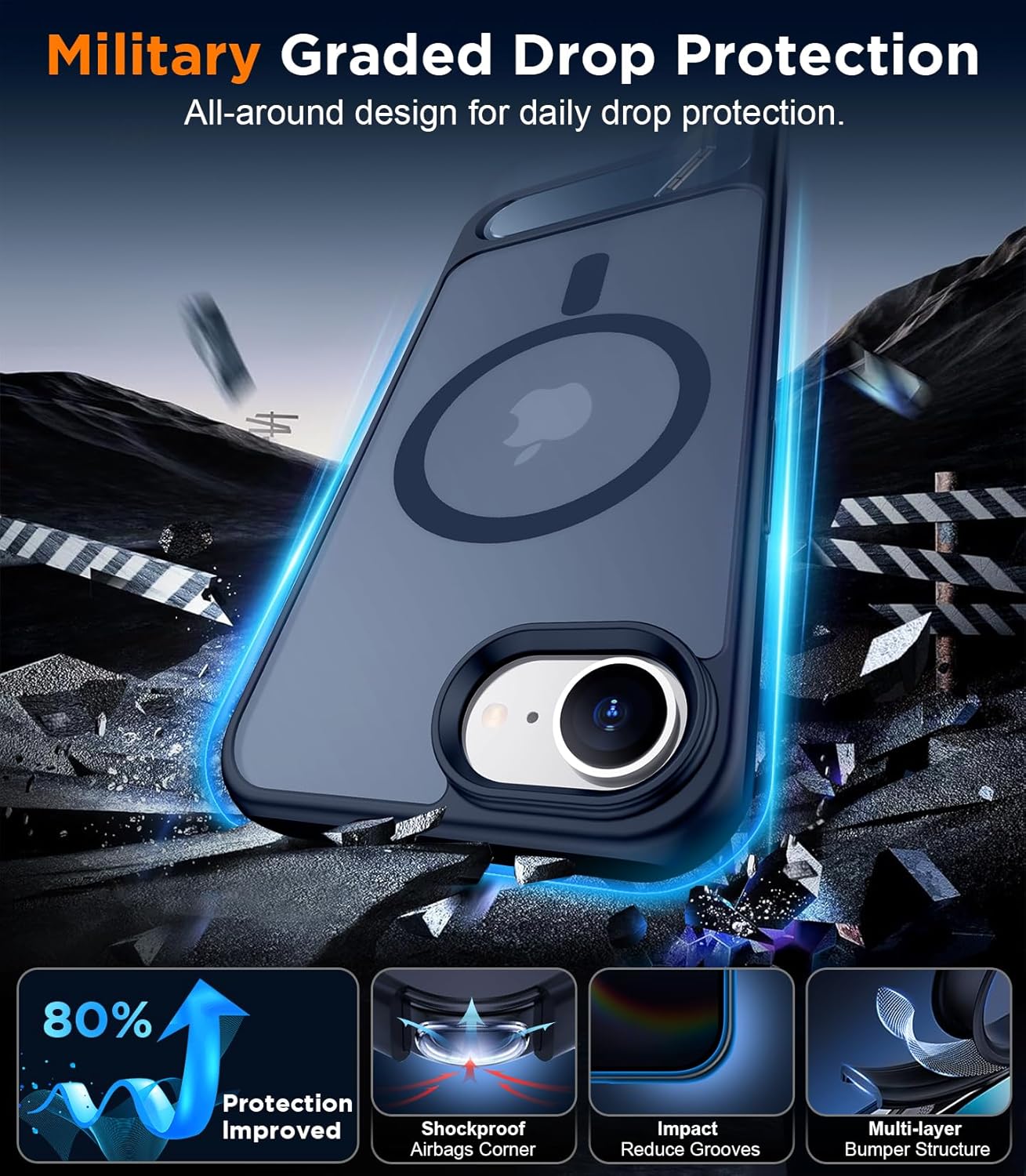 Temdan Magnetic Compatible with SE4 Case, [Built-in Invisible Kickstand][Military Grade Shockproof] Slim Translucent Matte Phone Case - Image 4