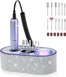 Nail Drill Electric File: DEDNMSCA Sparkly Professional Nail Drill Kit, 40000RPM E-File Machine with 12 Drill Bits for Acrylic Nails Remove Nail Gel Polish Manicure for Salon Home, Diamond
