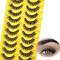 Vista 1 de Pestañas Postizas Cortas Tiras de Pestañas Completas de Visón 10 Pares Pestañas Esponjosas de Ojo de Gato Tiras de Pestañas Pestañas de Volumen