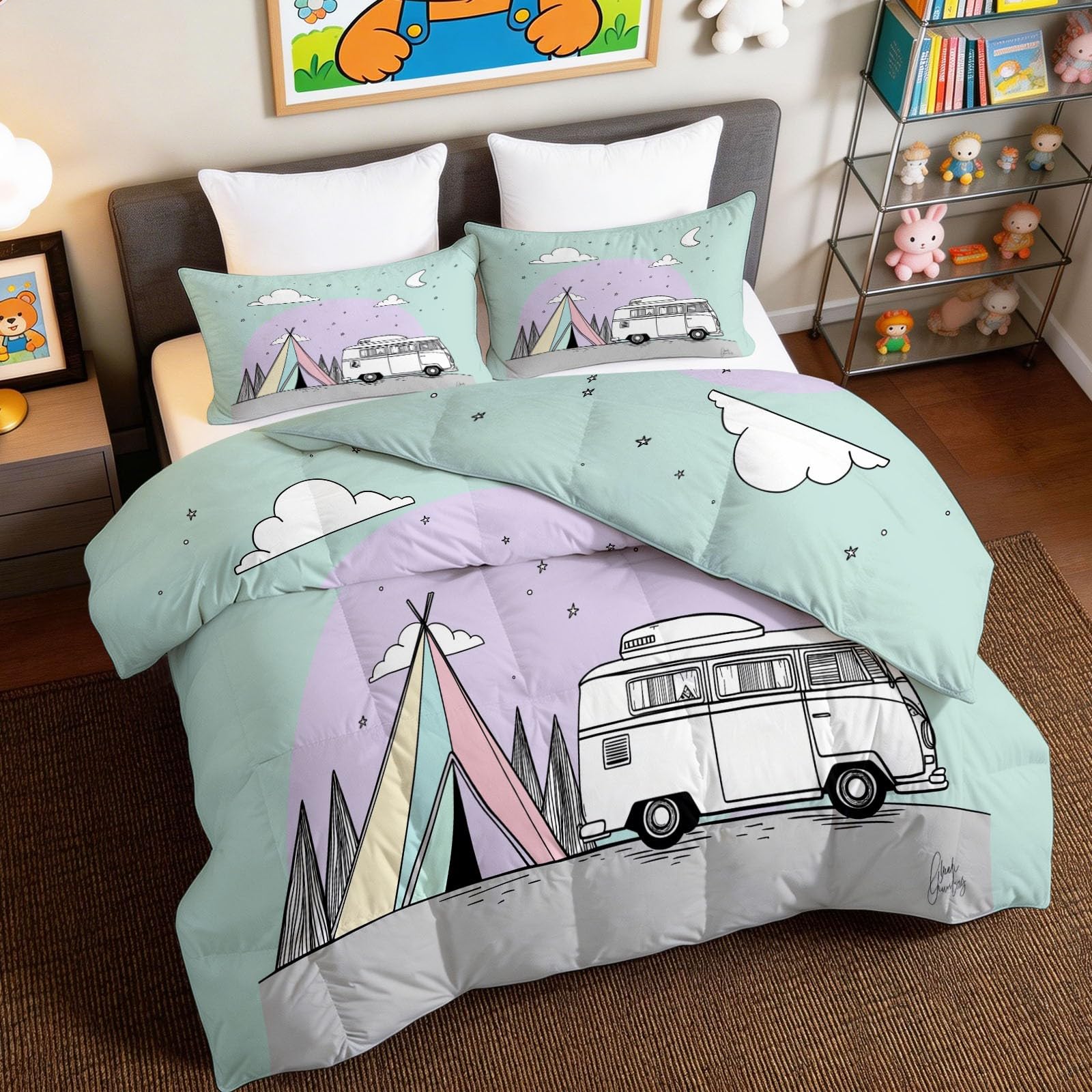 Edredón reversible de 4 estaciones 140x200 cm con fundas para ahorrar tiempo