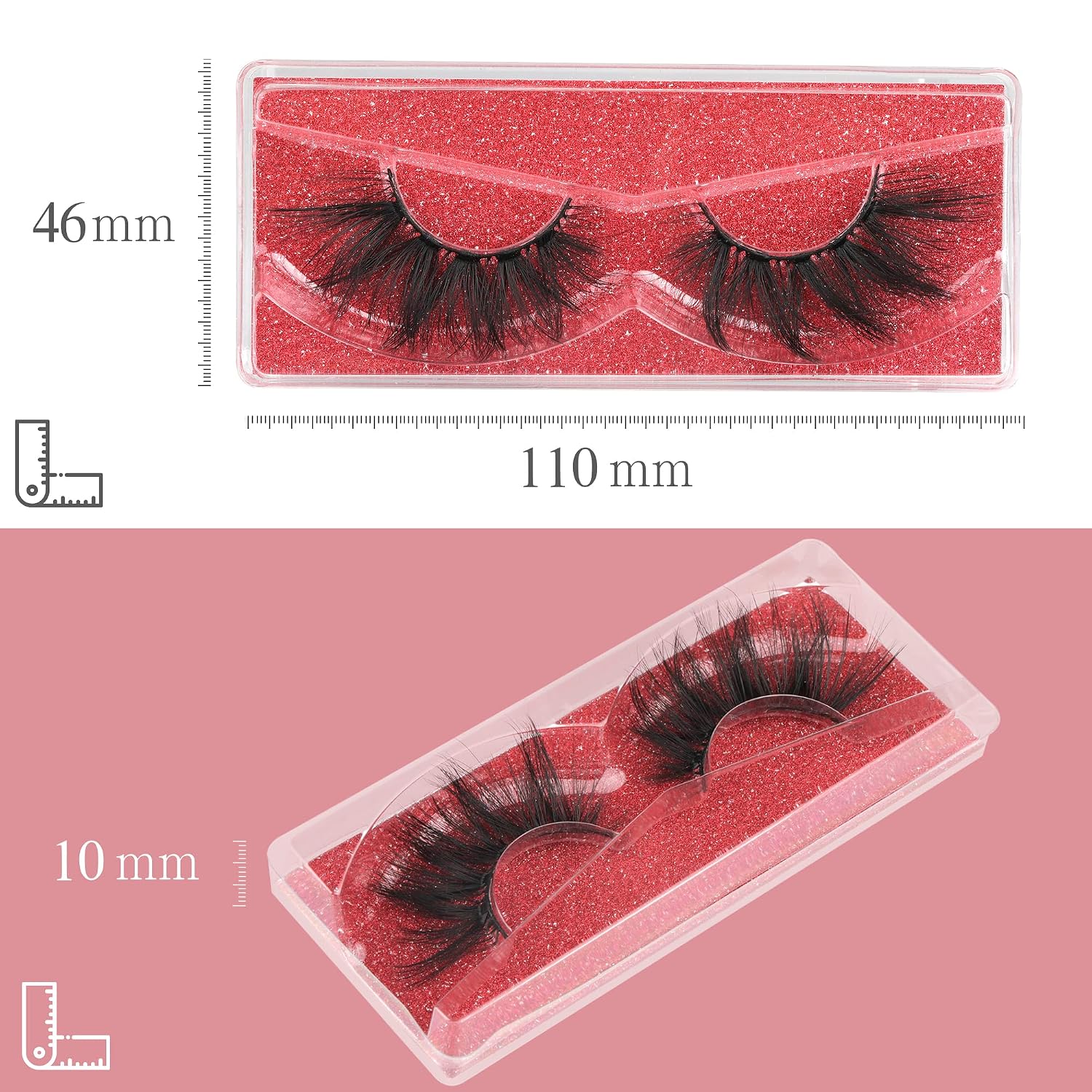 ALPHONSE Lashes False Eyelashes Wholesale 17-20mm Medium Length Fluffy Wispy Fake Lashes 10 Pairss Bulk with 10 Glitter Eyelash Box
