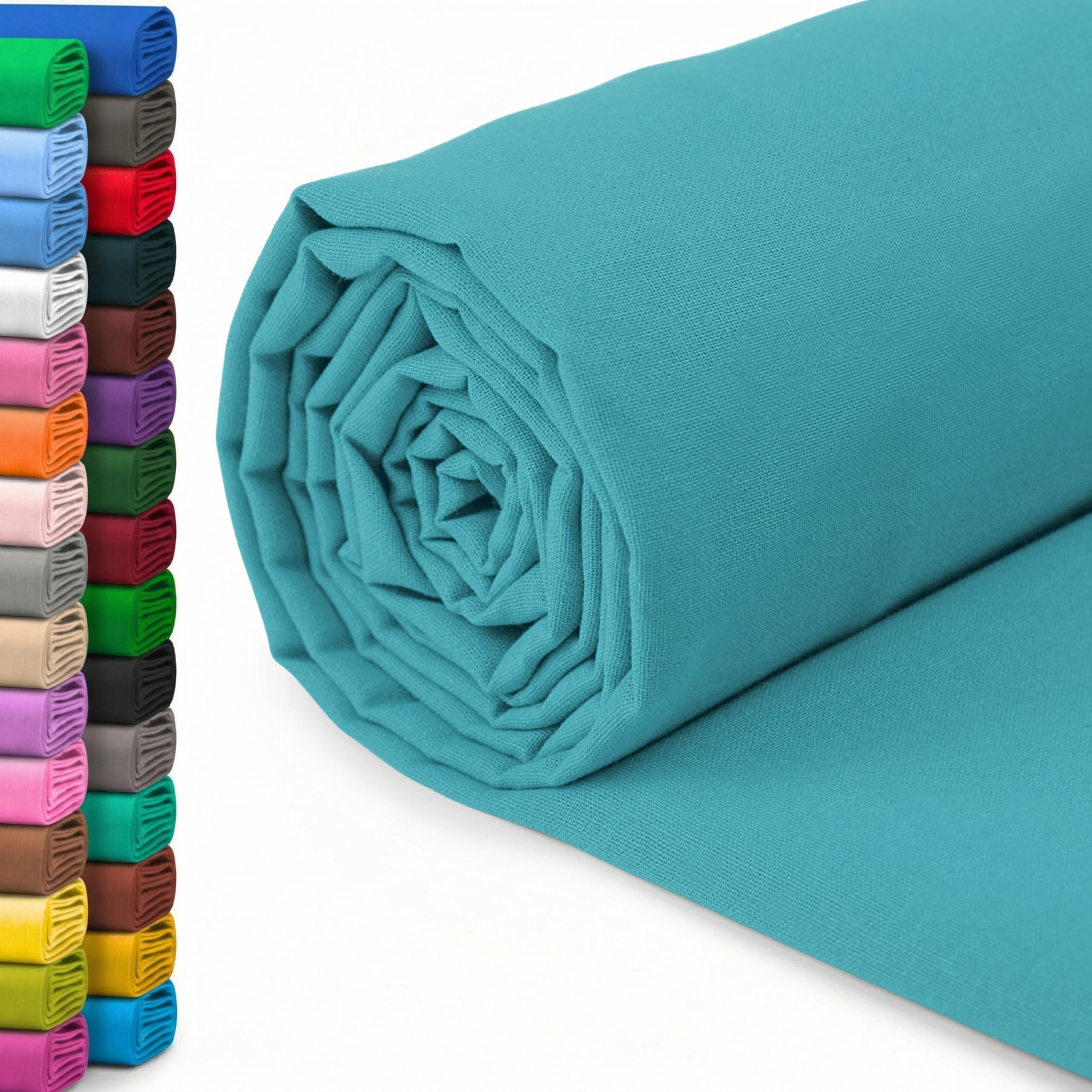 A-Express 100% Cotton Fabric - 60 Inch 150cm Wide - Plain Cotton Fabric by The Metre - Ideal for Quilting, Sewing, Dressmaking, Curtain Linings, Totes, Bedding, Pillowcases - Teal 5 Metres