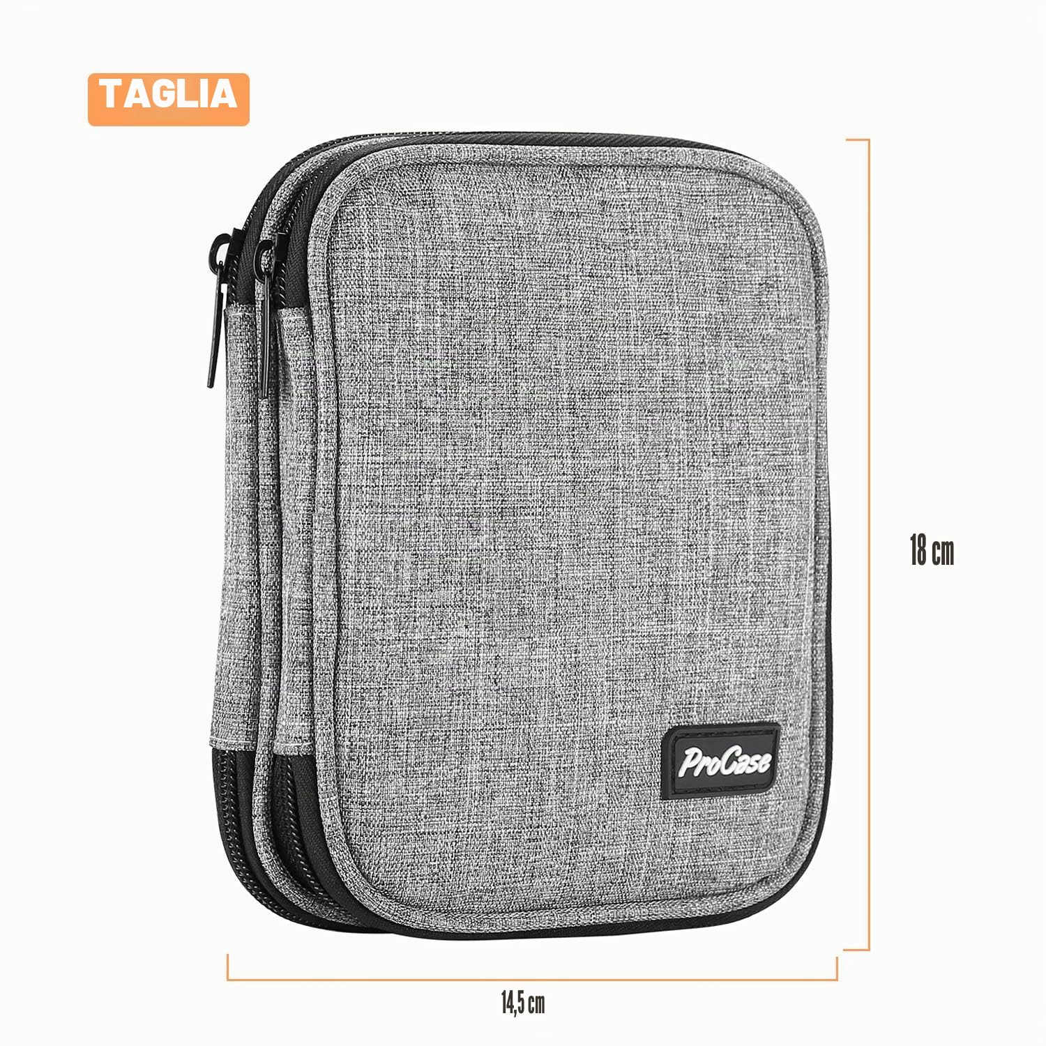 ProCase Custodia per uncinetto (vuota), borsa per ferri da maglia con tasche interne, custodia da viaggio per uncinetti, ferri da maglia, accessori per attrezzi, fino a 16,5 cm