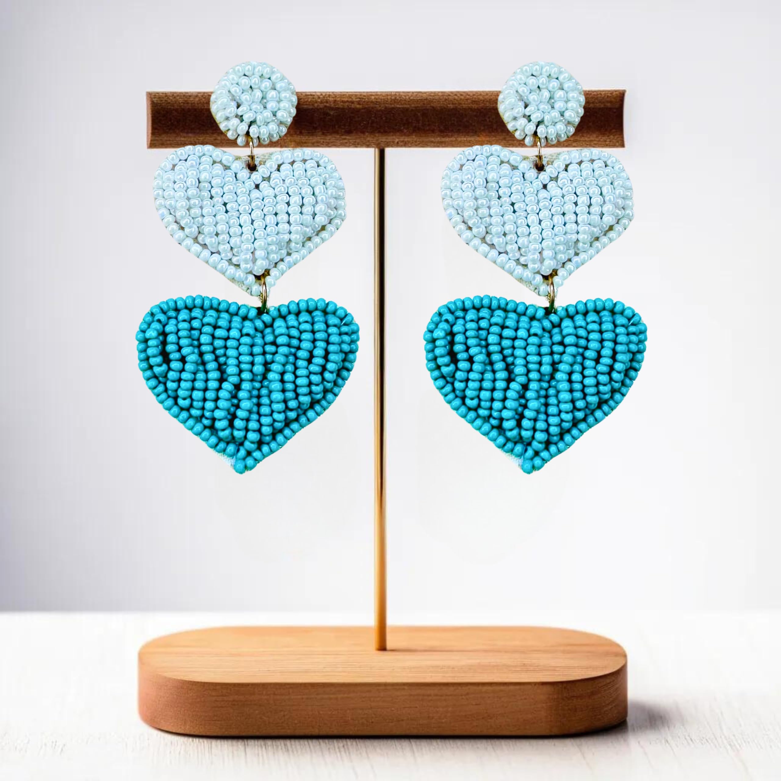 Heart Square Beaded Earring Fashion Jewelry Gift for Her