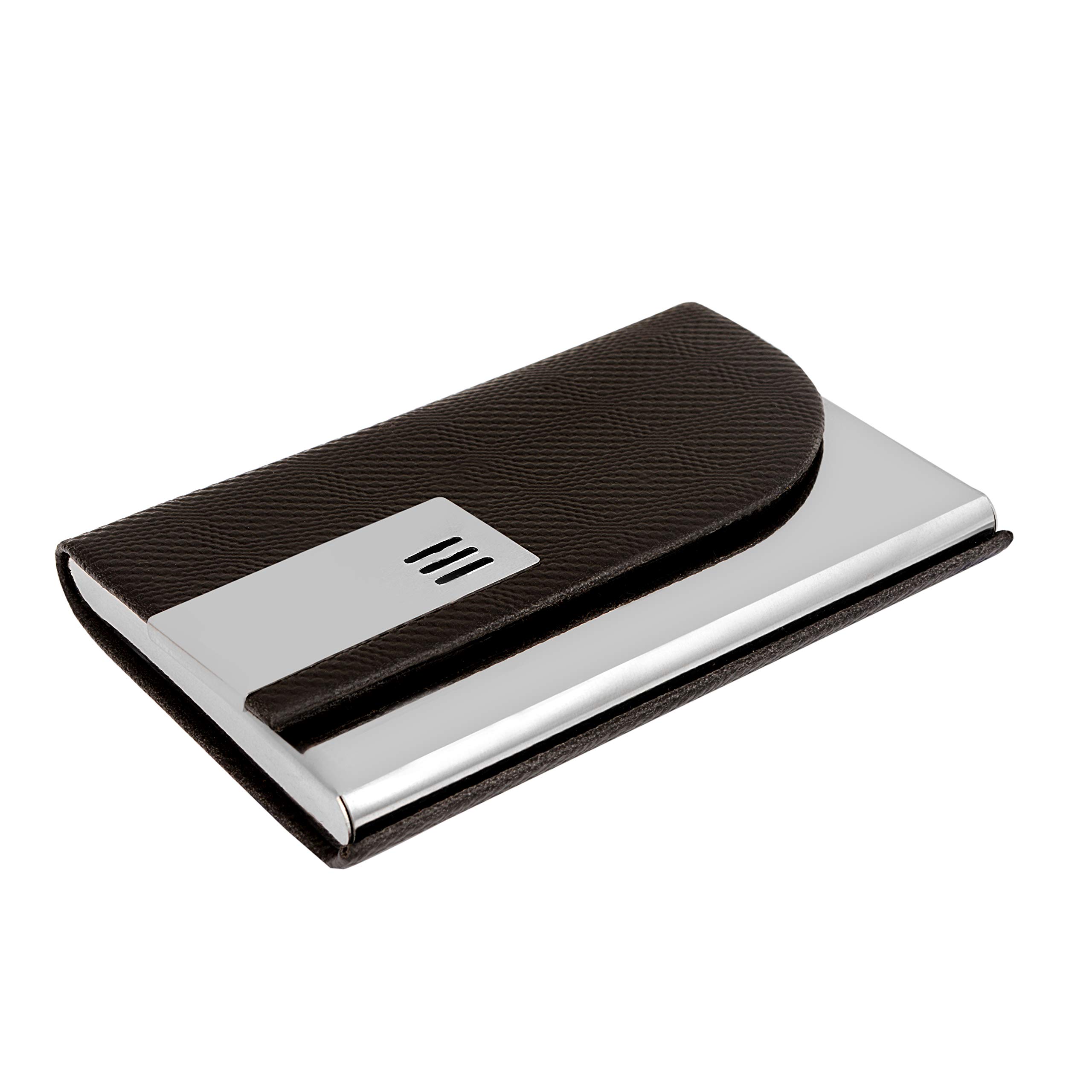 Stainless Steel Business Card Case Leather Men Luxury Brand ID Credit Card Visiting Cards Holder Wallet(Silver)-image-49