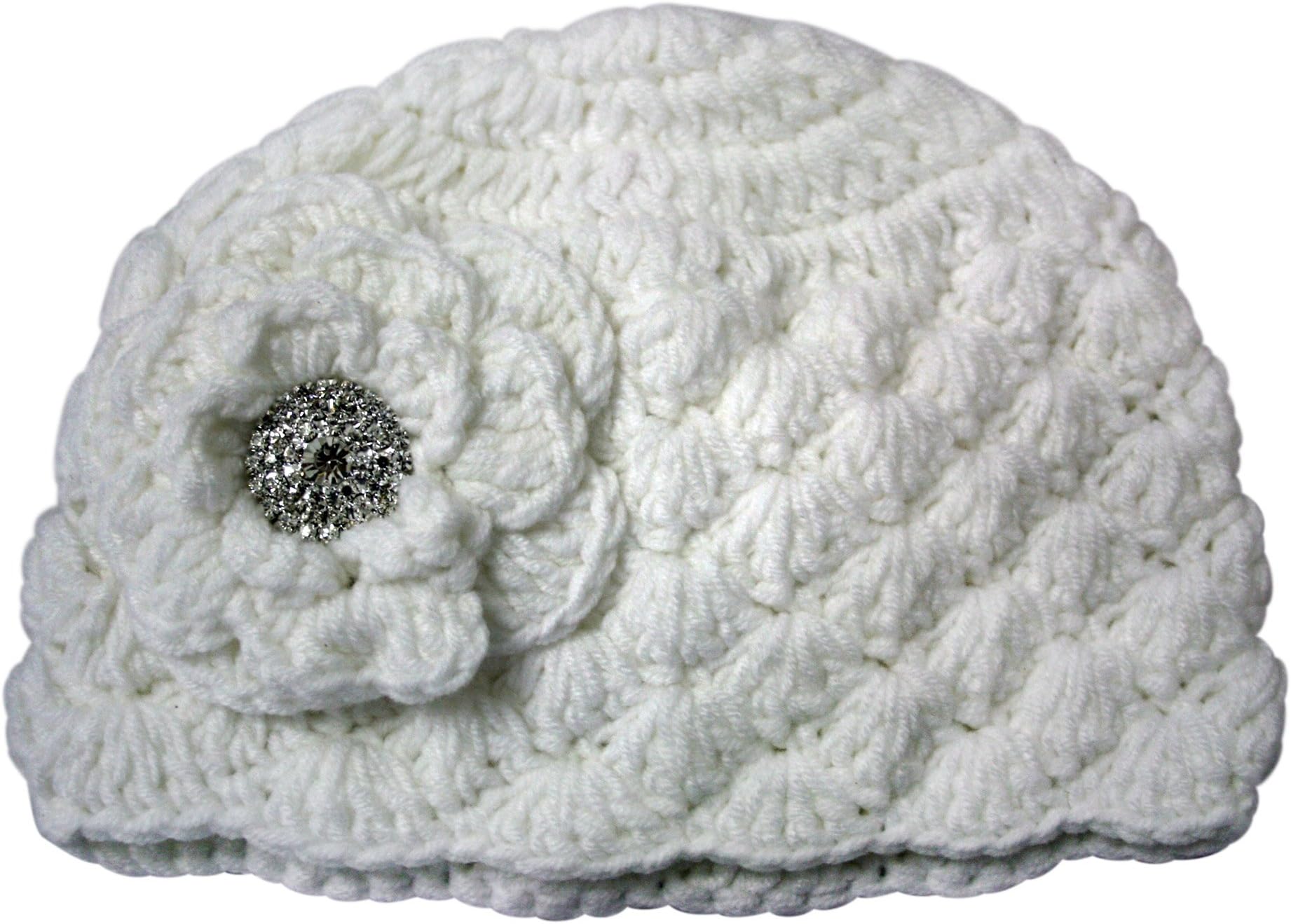Handmade Newborn Baby Infant Crochet Flower Hat Newborn Beanie Hat Newborn Hospital Hat Arrival Gift Baby Shower Gift Photography Prop (Small-Newborn, White)
