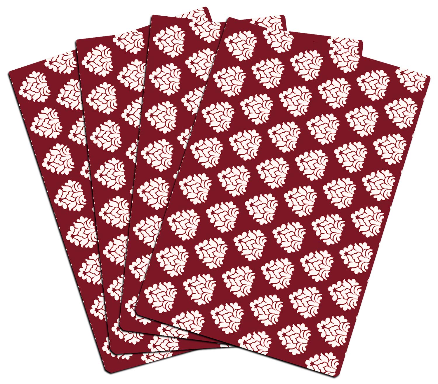 Kuber Industries Flower Design 4 Pieces PVC Refrigerator/Fridge Multipurpose Drawer Mat Set (Maroon) CTKTC33636