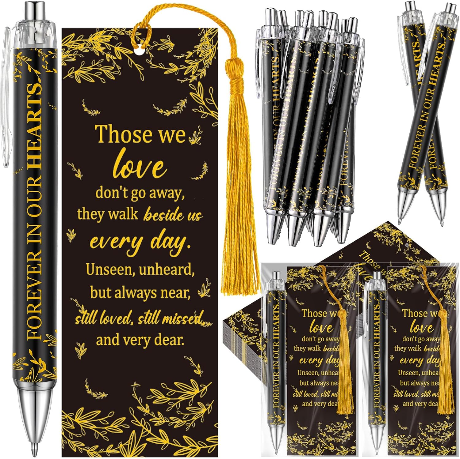 Sayglossy 60 Set Memorial Funeral Favors for Guests Funeral Favors for a Memorial Service Ballpoint Pens and Poem Prayer Bookmarks Celebration of Life Condolence Bereavement Gift(Purple White)
