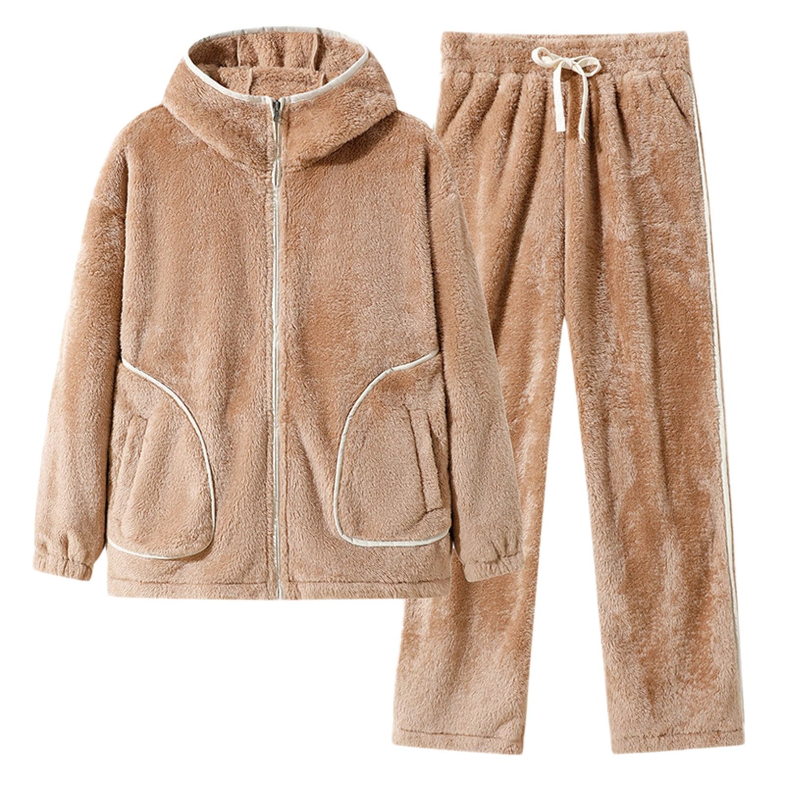 Herren Winter Schlafanzug Korallensamt Mit Dicker Strickjacke Flanell Warme Heimkleidung Übergröße