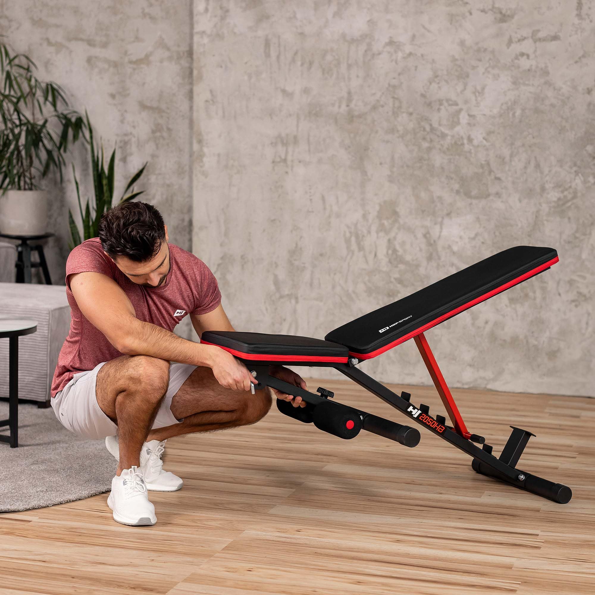 Hop-Sport Weight Bench HS-2050HB – Foldable and Adjustable Multifunctional  Training Bench for Home Gym – Flat Incline Decline, Compact Stable Design