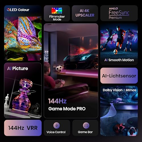 Hisense 65E7Q Pro TV QLED 4K 65" (164 cm) - Série E7 Pro 2024-144Hz (HSR 240Hz), Dolby Vision IQ & Atmos, Mode Jeu Pro 144Hz, AMD FreeSync Premium, Smart TV VIDAA U9, Alexa & AirPlay 2 - 3