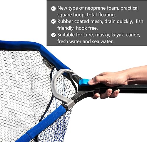 Miniatura 4 de Black Paw Bolso de red 3-D recubierto de goma de la red del cuadrado del cuadrado fácil del pliegue, manija telescópica estupenda fuerte, plegable