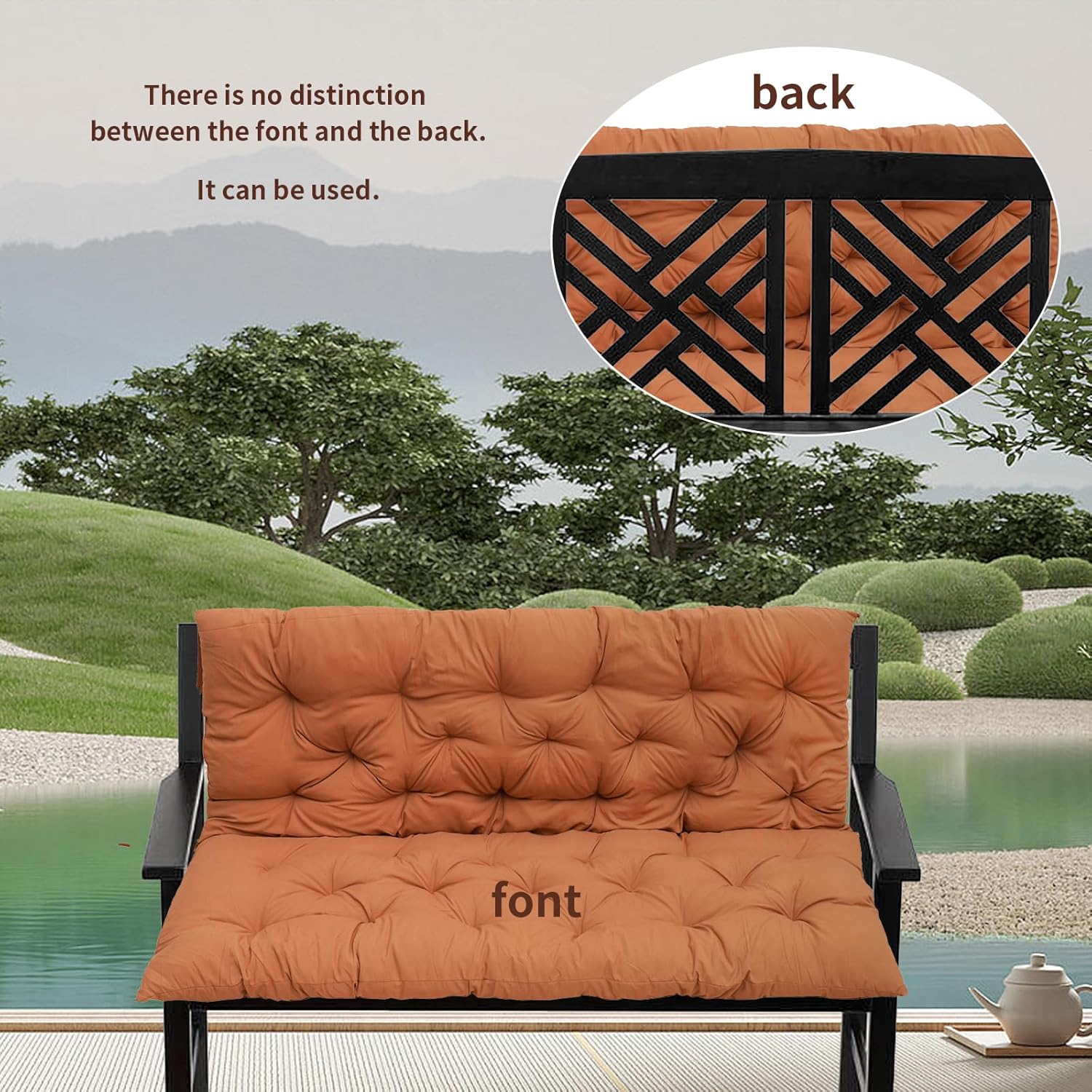 Porch Swing Cushions, Outdoor Cushions for Patio Furniture with Backrest, Thickened 4" Swing Cushions for Outdoor Furniture, for Porches, Patios, Outdoors and Gardens (Red,60x40)