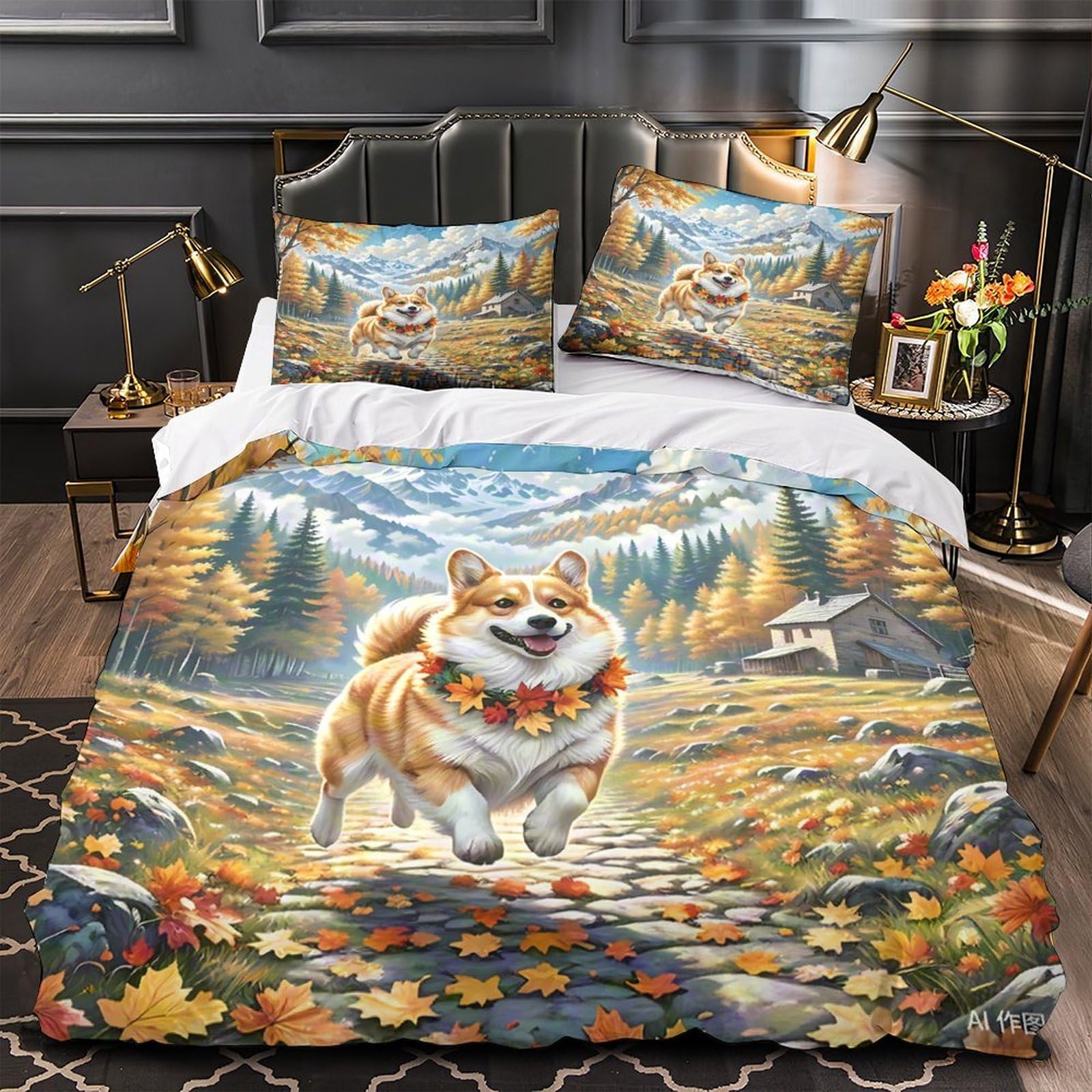 Parure de lit de chantier 260x220cm avec housse de couette 3D super douce en microfibre pour ado